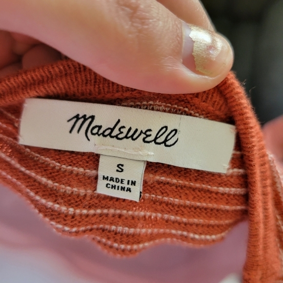 Madewell Summer Ryder Small Orange Knit Cardigan Long Sleeve Pockets Sweater - Picture 6 of 7